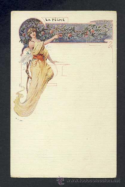Postales: Postal ilustrada modernista: La p&ecirc;che - Foto 1