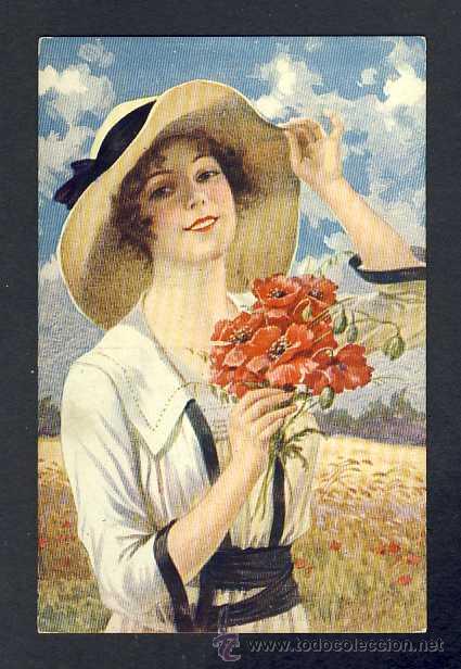 Postales: Postal ilustrada art deco: Mujer joven (Ed.SID num.1045) - Foto 1