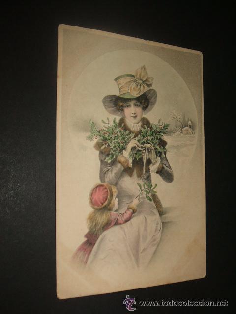 Postales: POSTAL DAMA Y NI&Ntilde;A COLECCION VIENNE - Foto 1