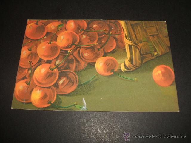 Postales: CESTA CON CEREZAS POSTAL 1920 - Foto 1