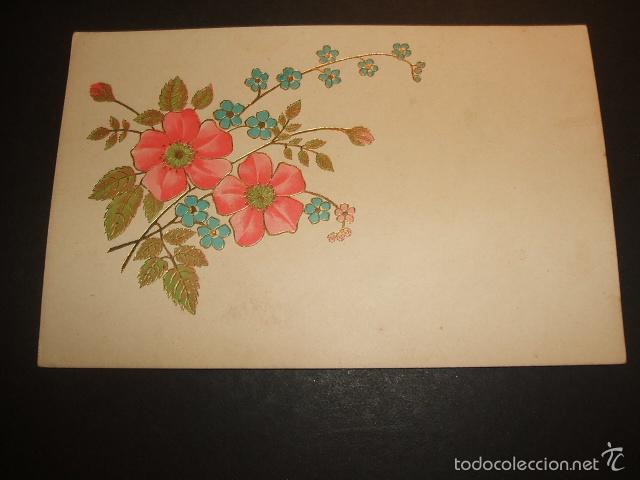 Postales: FLORES EN RELIEVE POSTAL HACIA 1906 - Foto 1