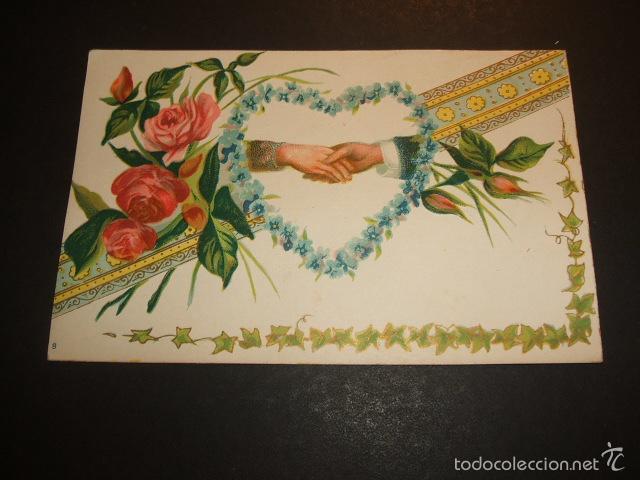 Postales: FLORES EN RELIEVE POSTAL HACIA 1906 - Foto 1