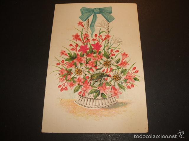 Postales: FLORES EN RELIEVE POSTAL HACIA 1906 - Foto 1