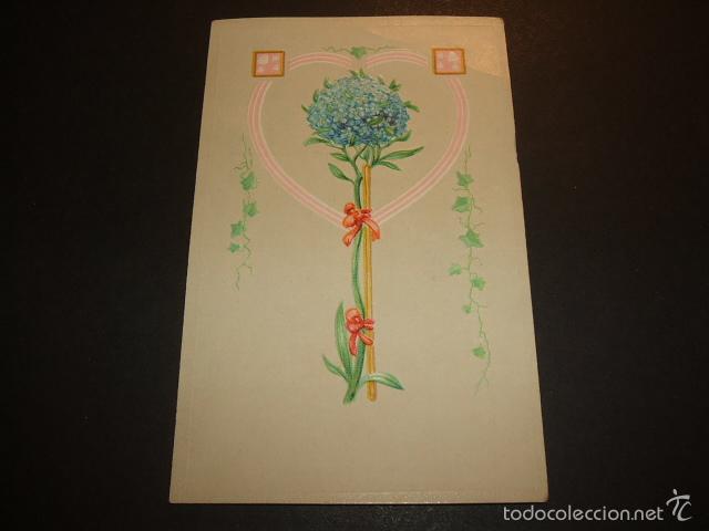Postales: FLORES EN RELIEVE POSTAL HACIA 1906 - Foto 1