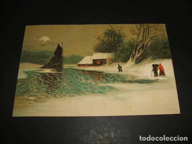 Postales: PAISAJE EN INVIERNO POSTAL EN RELIEVE - Foto 1