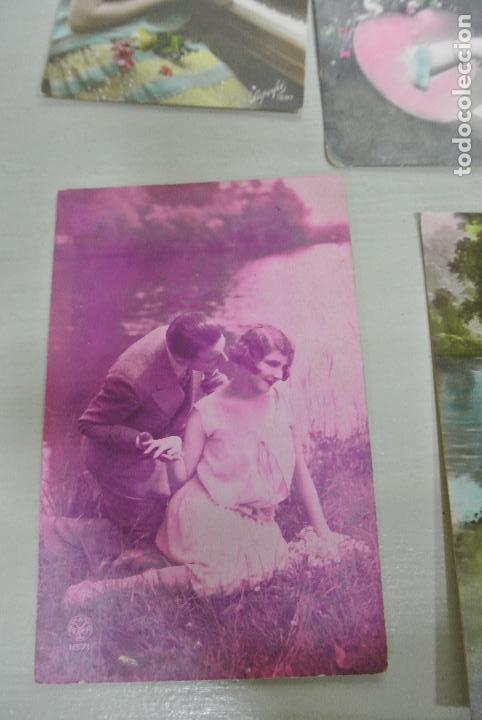 Postales: Lote de  antiguas postales romanticas - Foto 4