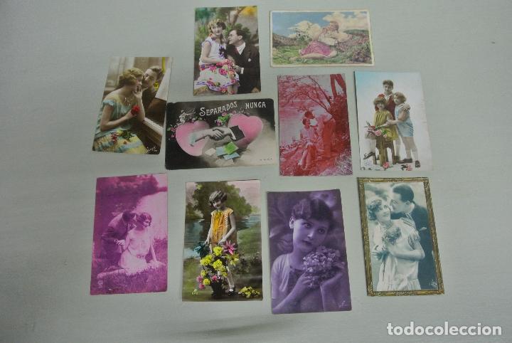 Postales: Lote de  antiguas postales romanticas - Foto 8
