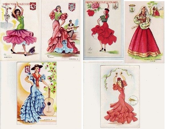 Postales: 6 POSTALES TRAJES REGIONALES - Foto 1