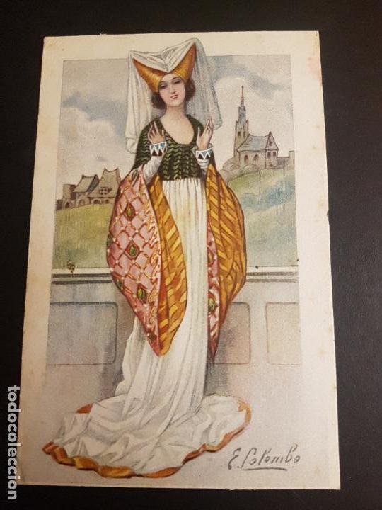 Postales: DAMA MEDIEVAL POSTAL COLOMBO ILUSTRADOR - Foto 1