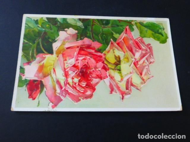 Postales: ROSAS EN RELIEVE POSTAL HACIA 1910 - Foto 1