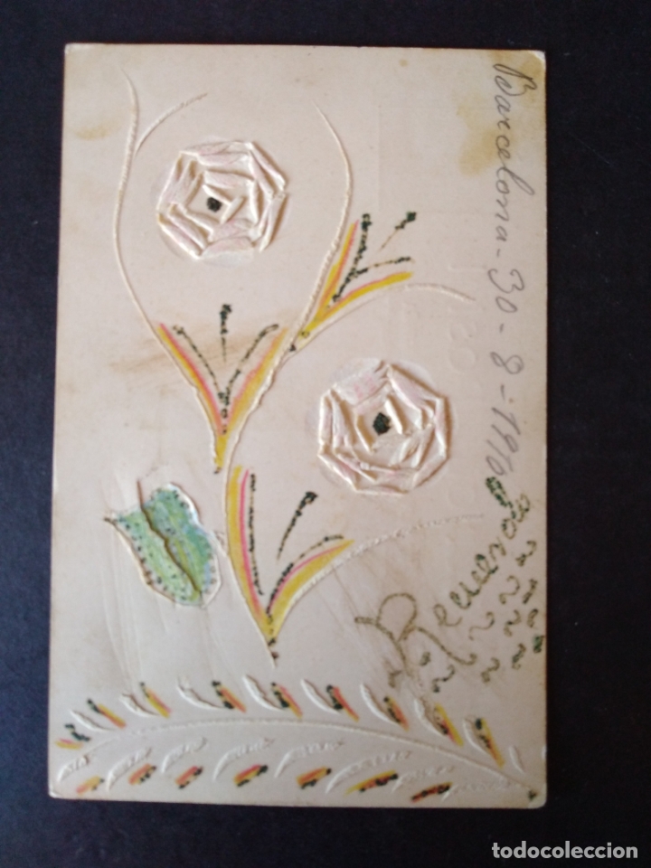 Postales: FLORES EN RELIEVE POSTAL - Foto 1