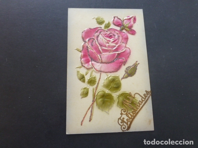 Postales: ROSA EN RELIEVE POSTAL HACIA 1910 - Foto 1