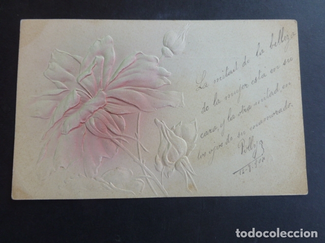 Postales: FLORES EN RELIEVE POSTAL - Foto 1