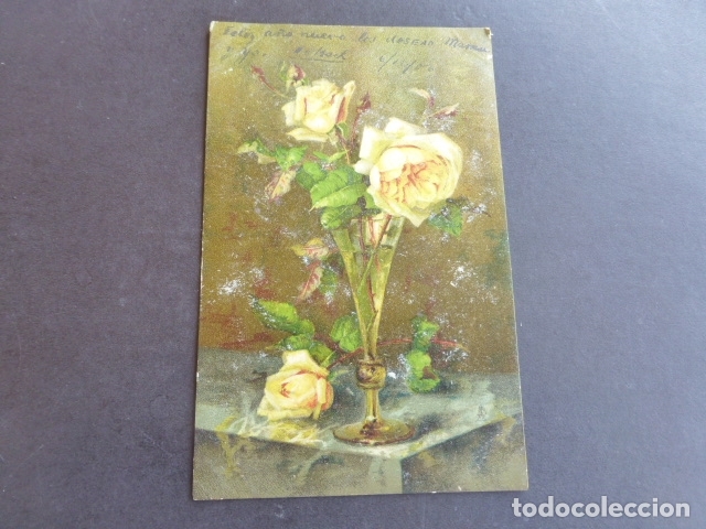 Postales: JARRON CON ROSAS POSTAL - Foto 1