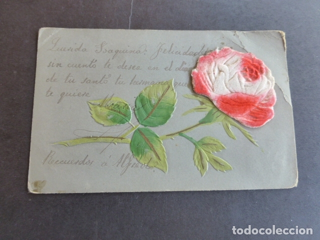 Postales: ROSA EN RELIEVE Y TERCIOPELO POSTAL - Foto 1