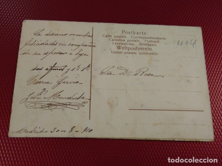 Postales: Postal con flor en relieve. Escrita sin circular. - Foto 2