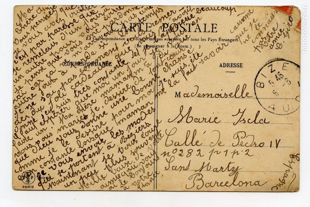 Postales: TARJETA POSTAL de Moda Escrita y circulada (1911) - Foto 2
