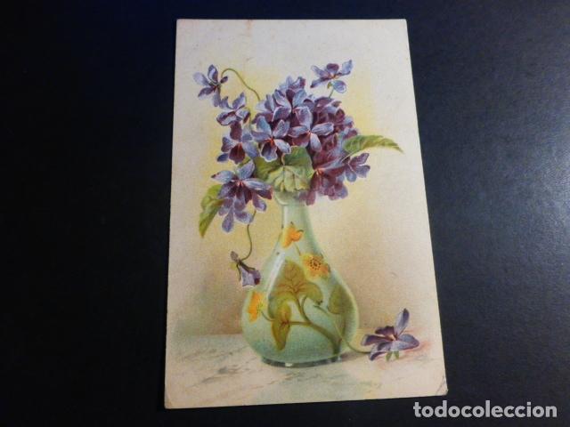Postales: JARRON CON VIOLETAS POSTAL - Foto 1