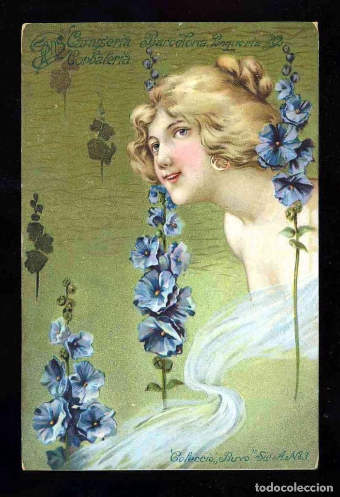 Postales: Postal ilustrada modernista. Mujer - Foto 1