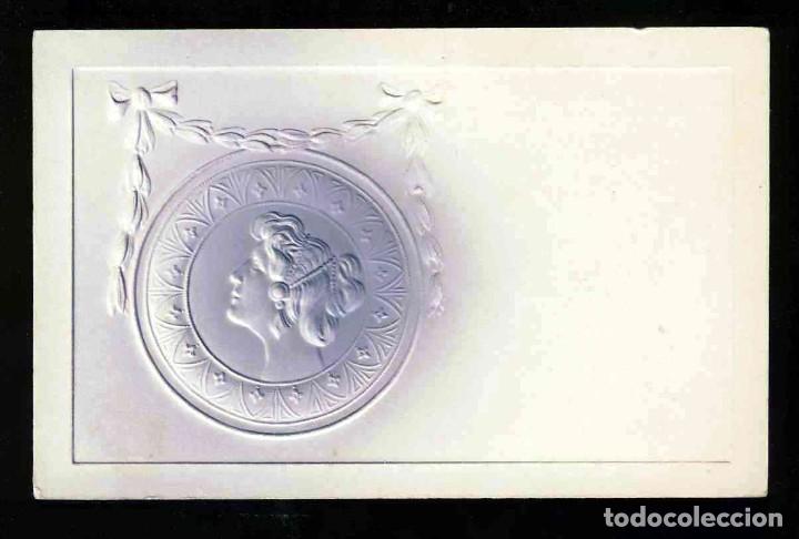 Postales: Postal ilustrada modernista con relieve: Mujer - Foto 1