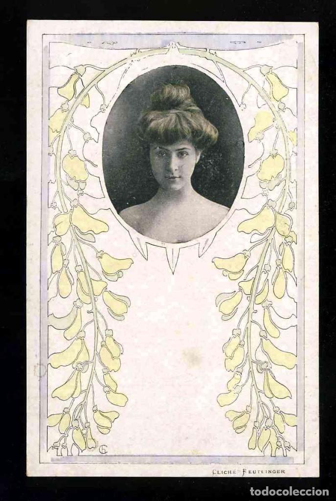 Postales: Postal ilustrada modernista: Mujer - Foto 1
