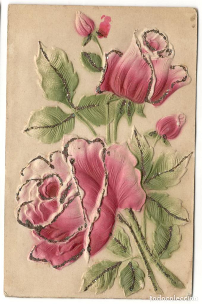 Postales: POSTAL DE ROSAS TROQUELADAS, A&Ntilde;OS 20. - Foto 1