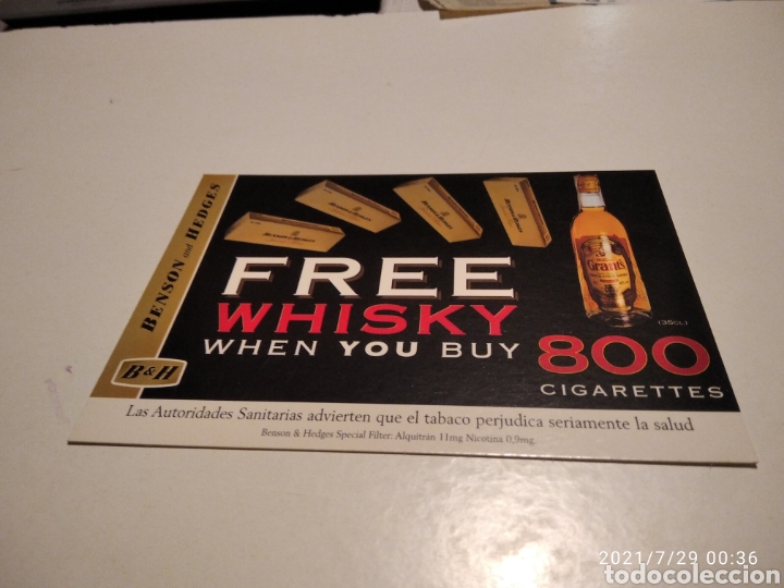 Postales: Postal Benson and hedges, tabaco y wisky - Foto 1