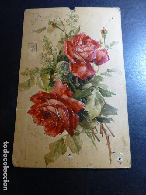 Postales: ROSAS EN RELIEVE POSTAL - Foto 1