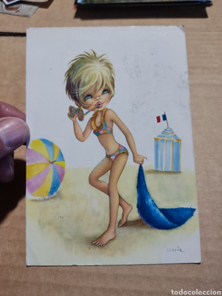 Postales: Postal dibujo chica playa - Foto 1