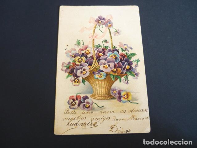 Postales: CESTA CON FLORES POSTAL CROMOLITOGRAFICA - Foto 1