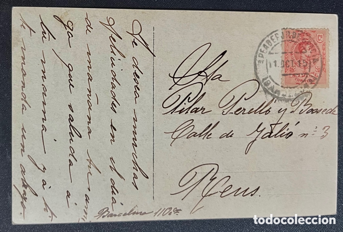 Postales: POSTAL: CHICA CHARLEST&Oacute;N - CIRCULADA EN 1915 - Foto 2