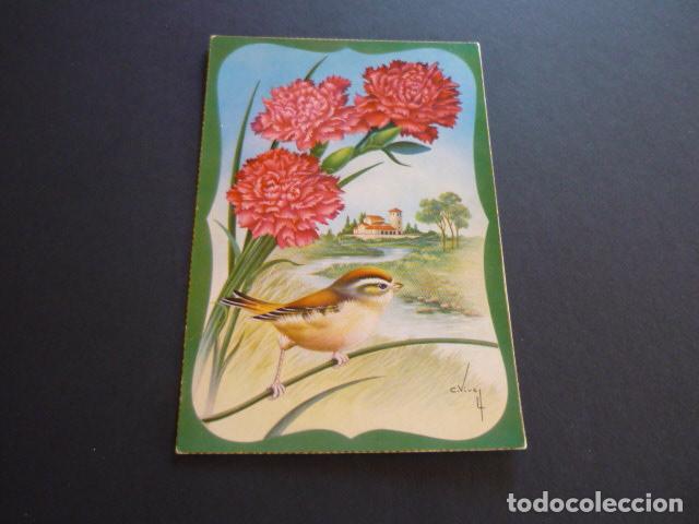 Postales: CLAVELES Y GORRION C. VIVES ILUSTRADOR POSTAL - Foto 1