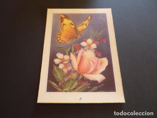 Postales: ROSA Y MARIPOSAS C. VIVES ILUSTRADOR POSTAL - Foto 1