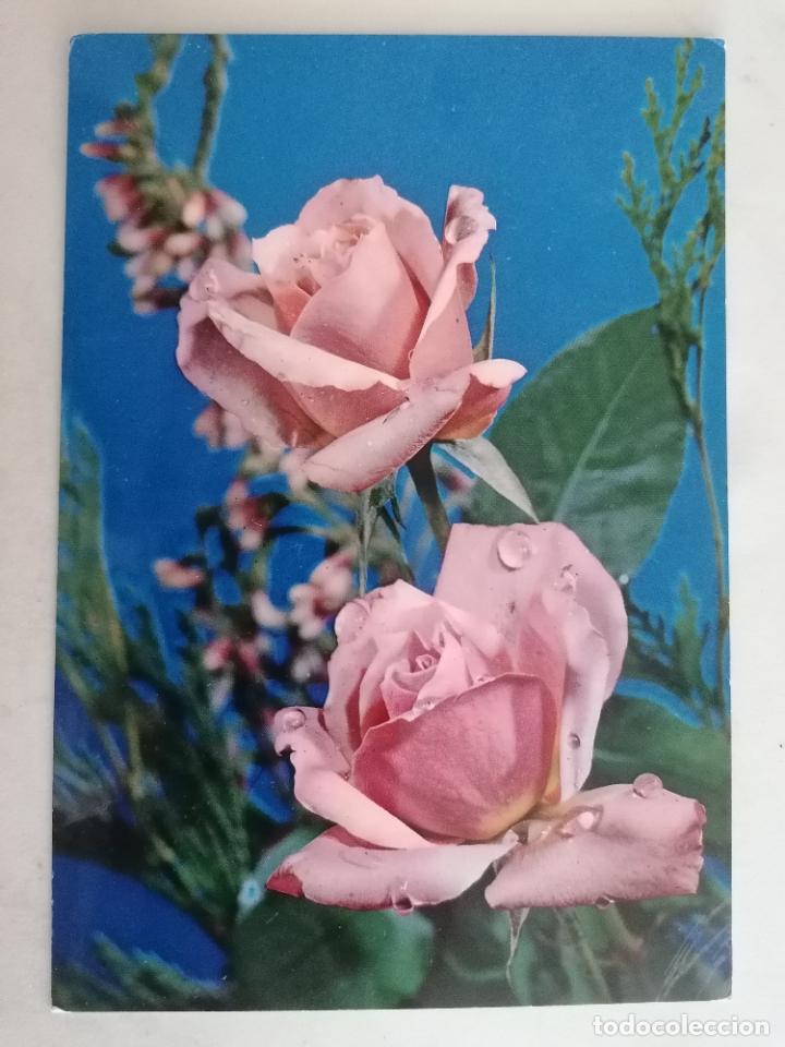 Postales: POSTAL FLORES, ESCRITA A&Ntilde;O 1966 - Foto 1