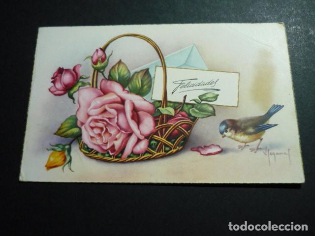 Postales: PAJARO CON ROSAS POSTAL - Foto 1