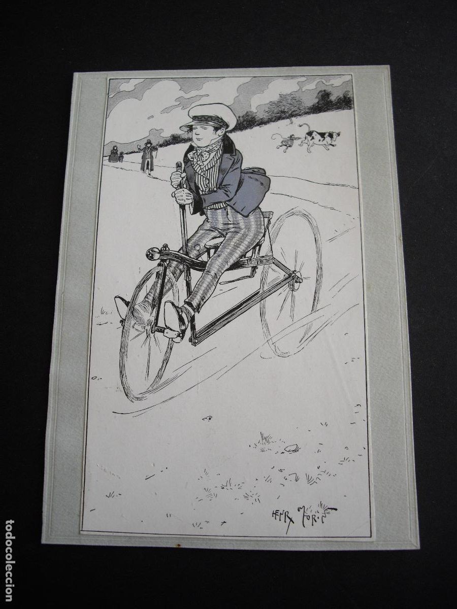 Postales: CICLISTA TARJETA CON ILUSTRACION APLICADA - Foto 1