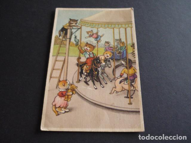 Postales: GATOS EN CARROUSEL POSTAL ILUSTRADA - Foto 1