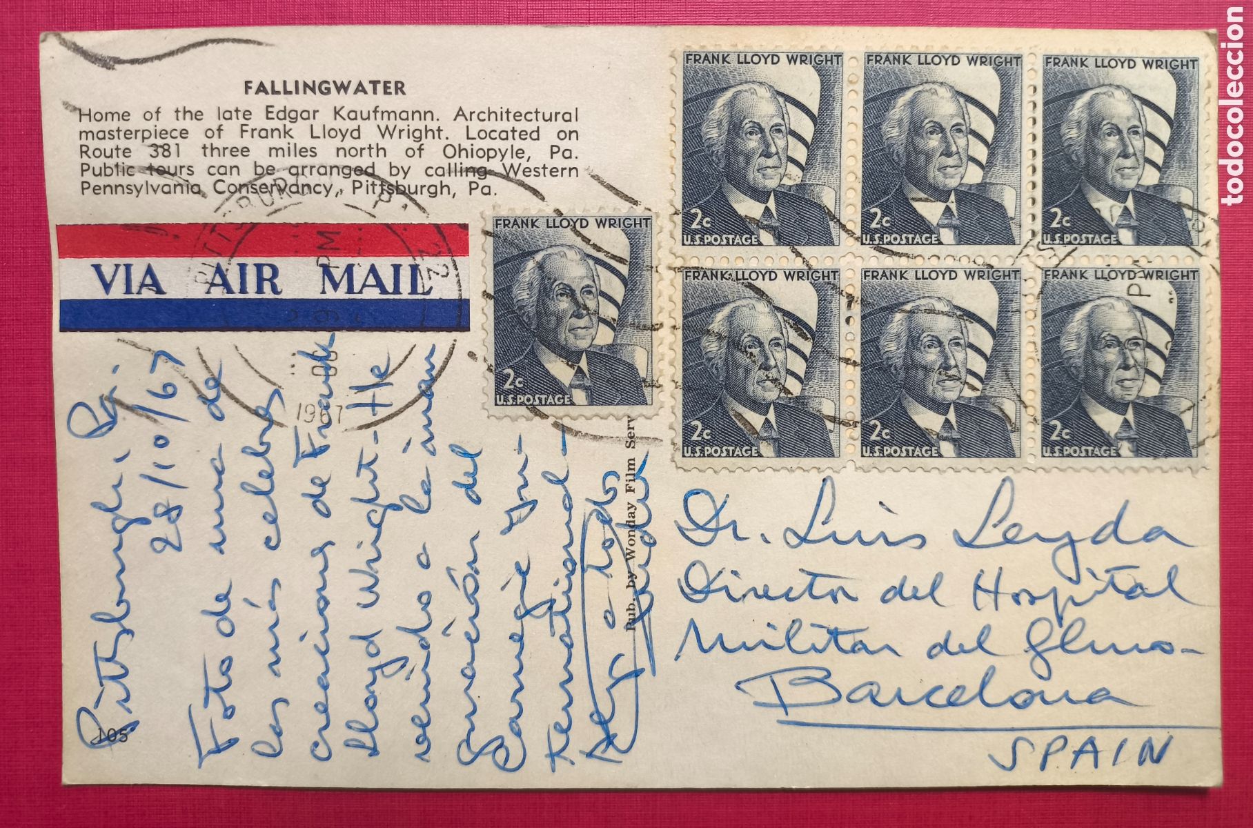 Postales: FRANK LLOYD WRIGHT ARCHITECTURE FALLINGWATER DESIGN POSTCARD - Foto 2