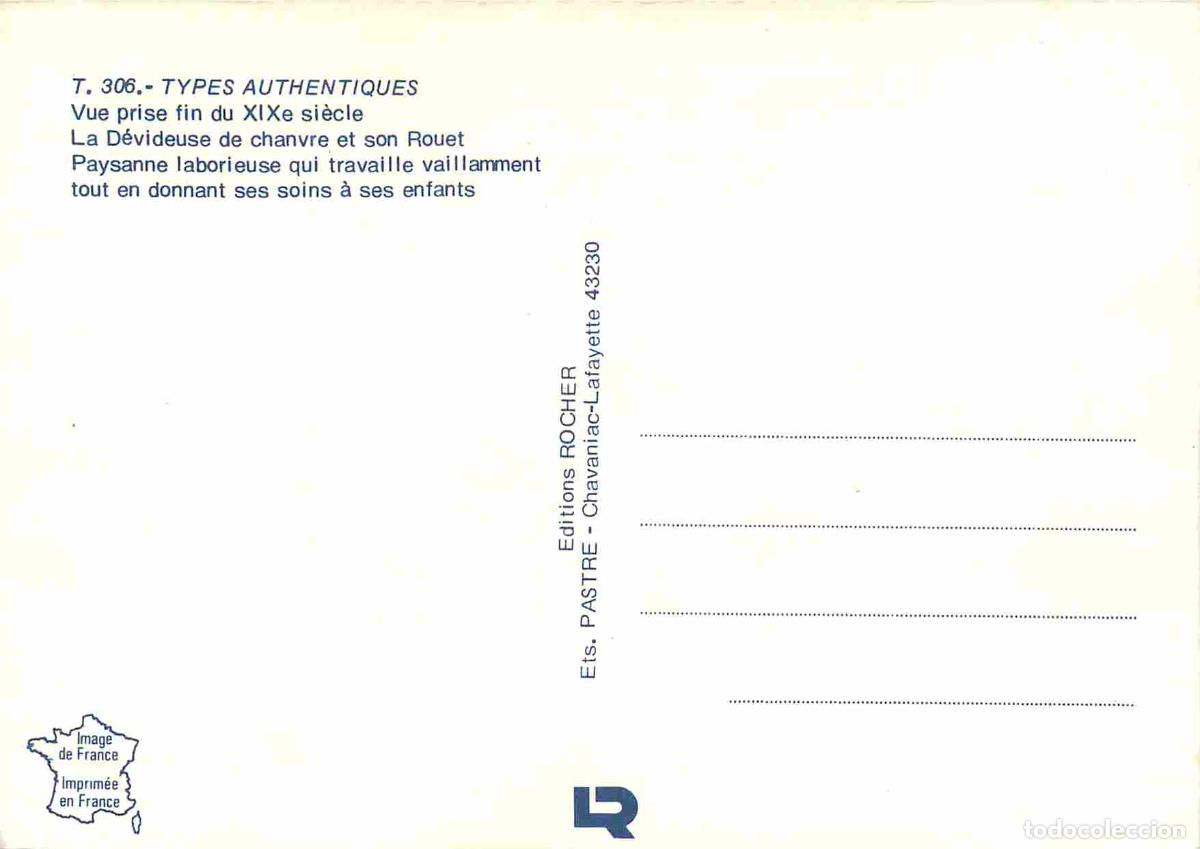 Postales: Folklore - Collection Types authentiques - La d&eacute;videuse de chanvre et son rouet - CPM - Carte Neuve - Foto 2