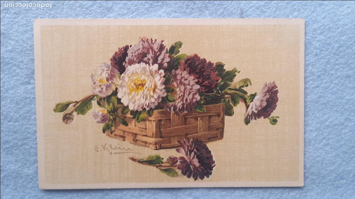 Postales: Lote de 4 Postales antiguas. Tem&aacute;tica de Flores. - Foto 3