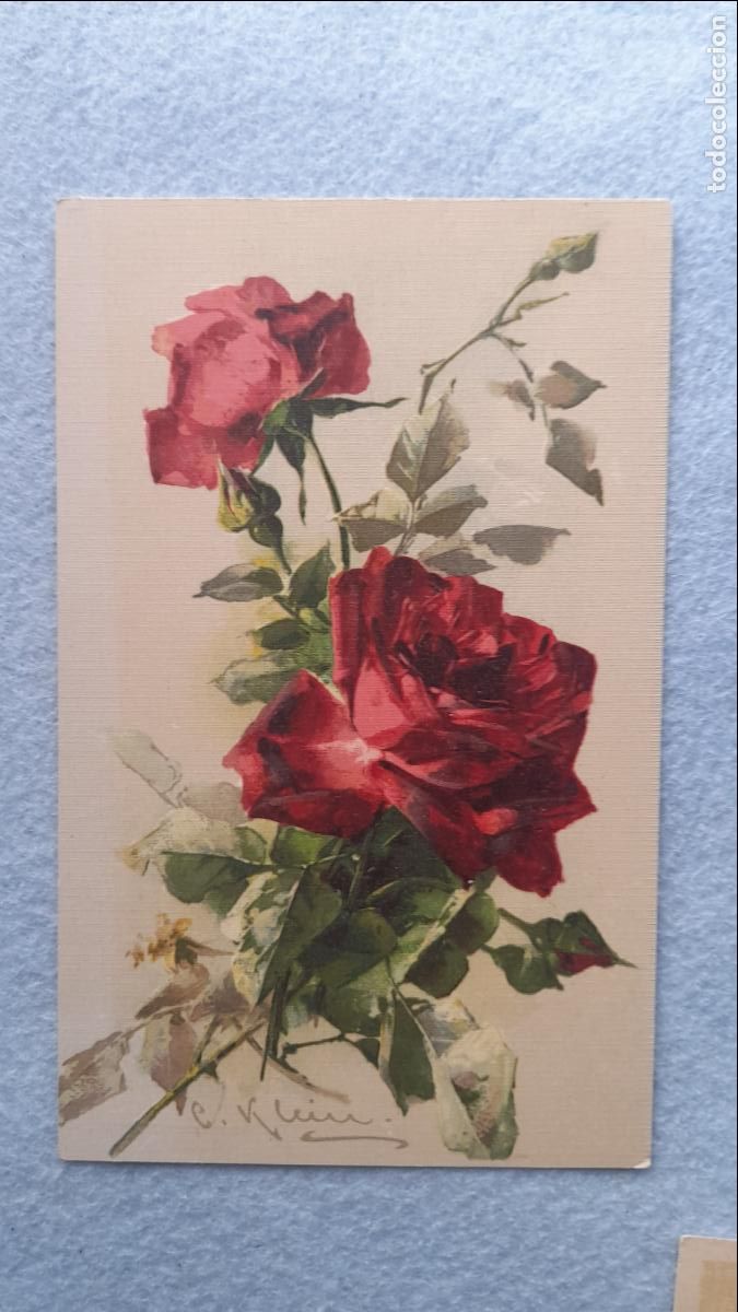 Postales: Lote de 4 Postales antiguas. Tem&aacute;tica de Flores. - Foto 4