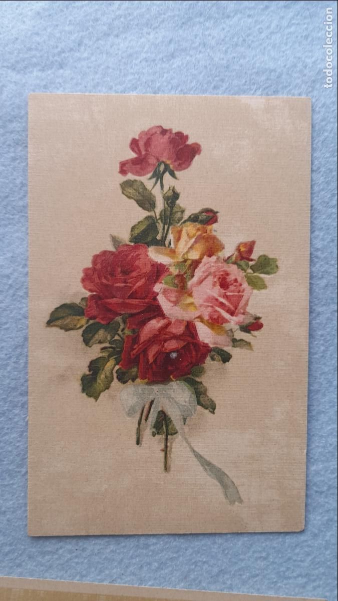 Postales: Lote de 4 Postales antiguas. Tem&aacute;tica de Flores. - Foto 5