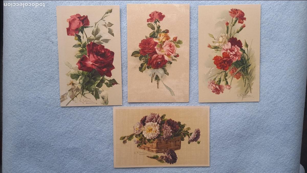 Postales: Lote de 4 Postales antiguas. Tem&aacute;tica de Flores. - Foto 1