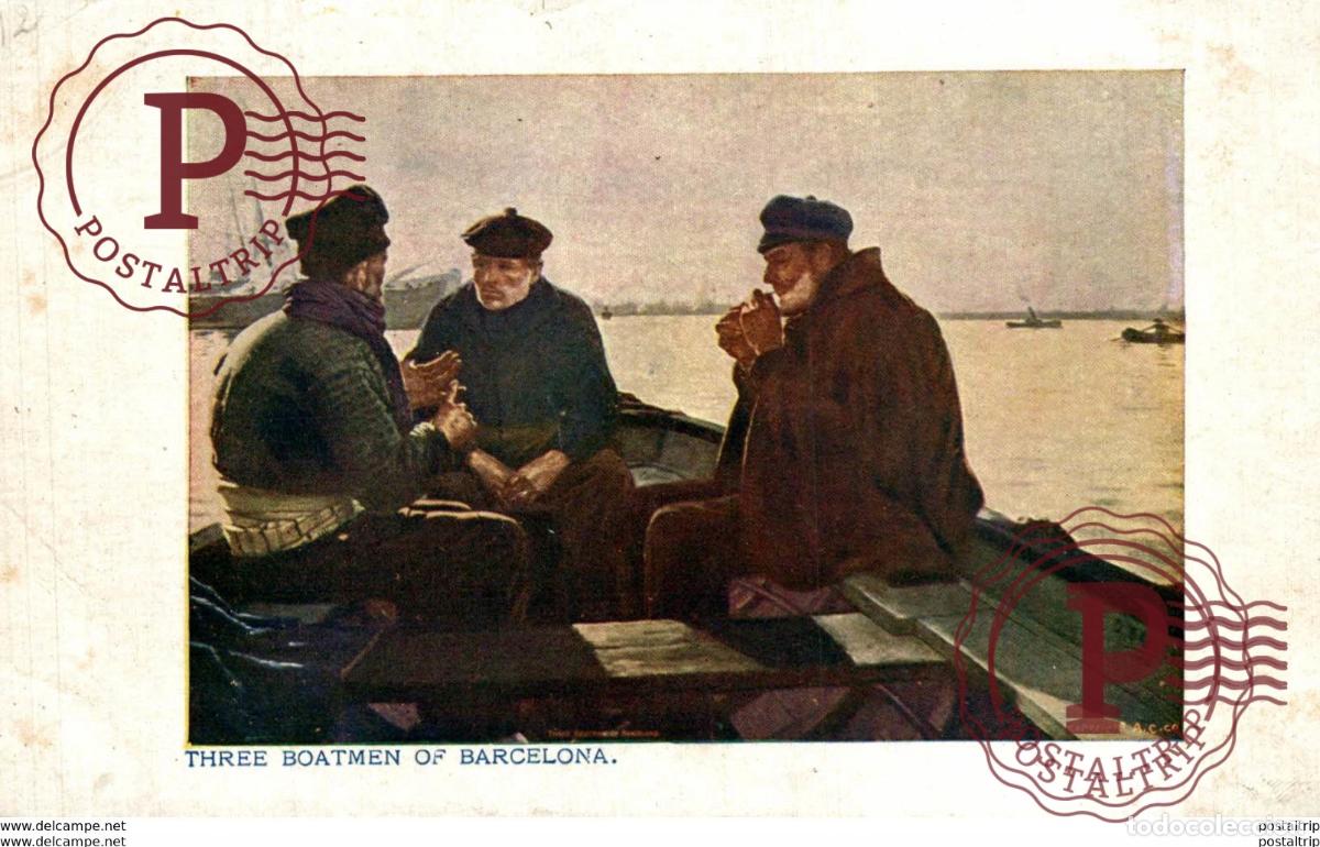 Postales: THREE BOATMEN OF BARCELONA - Foto 1
