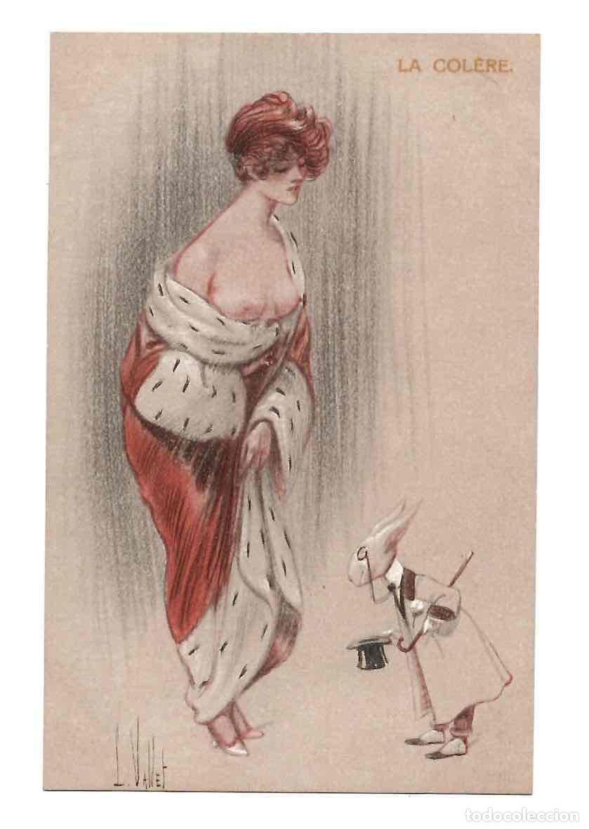 Postales: TARJETA POSTAL EROTICA ILUSTRADA POR LOUIS VALLET. LA COLERE. LA COLERA. C.1910