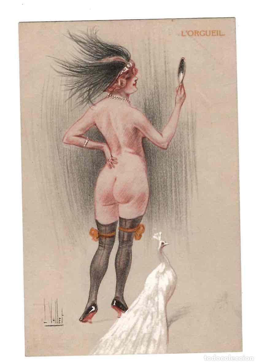 Postales: TARJETA POSTAL EROTICA ILUSTRADA POR LOUIS VALLET. L'ORGUEIL. EL ORGULLO. C.1910