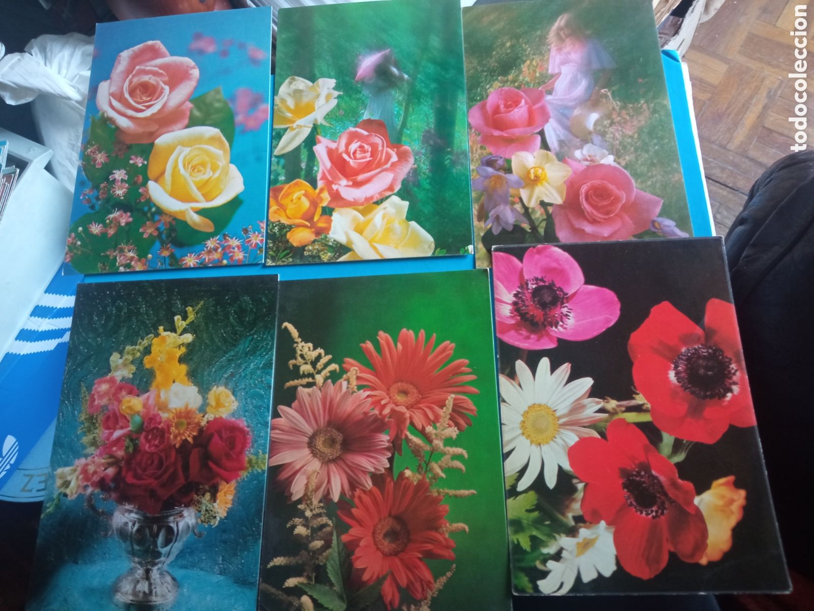 Postales: 6 antiguas postales de flores - Foto 1