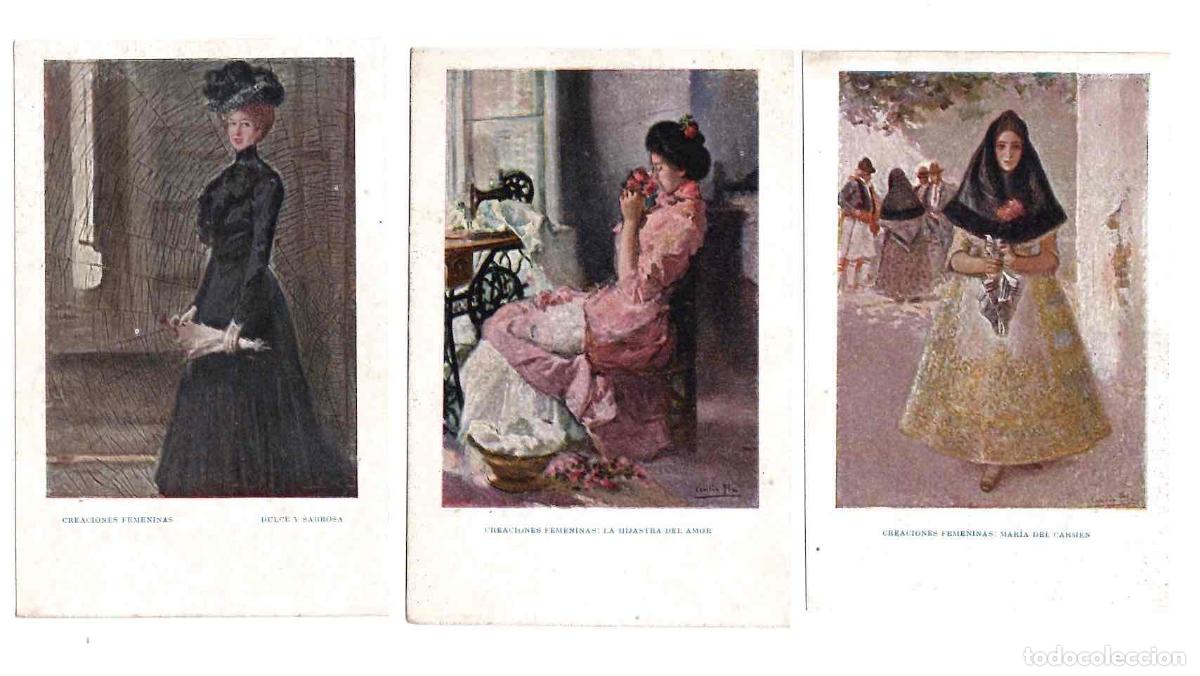 Postales: LOTE 3 TARJETAS POSTALES CREACIONES FEMENINAS DULCE Y SABROSA - LA HIJASTRA DEL AMOR - M&ordf; DEL CARMEN