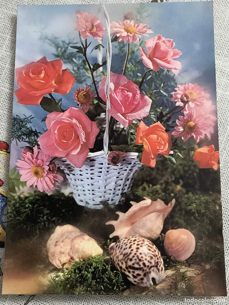 Postales: POSTAL | CESTA DE FLORES Y CONCHAS