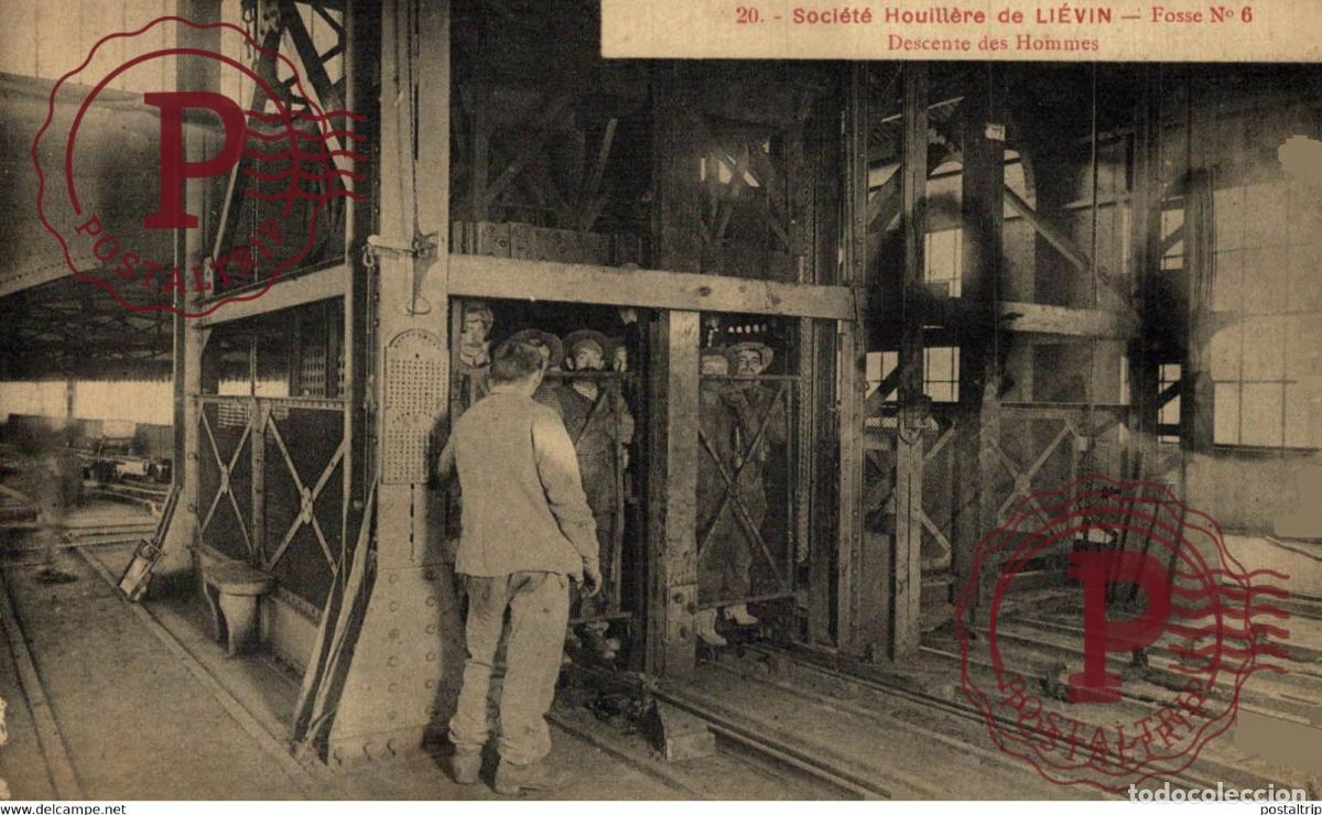 Postales: 20 SOCIETE HOUILLERES DE LIEVIN DOSSE N 6 DESCENTE DES HOMMES MINE MINEURS M&eacute;tiers PROFESSIONS